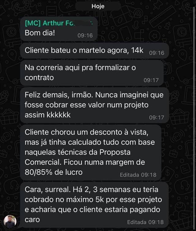 Cliente fechado com alta margem de lucro