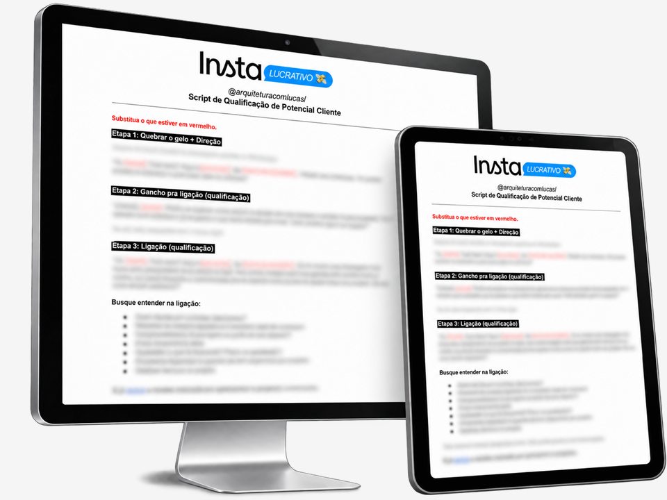 Mockup do script de abordagem em monitor e tablet